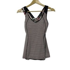 Lululemon Women’s Super Sport Striped Butterfly Print Tank Top Size 2 Athletic